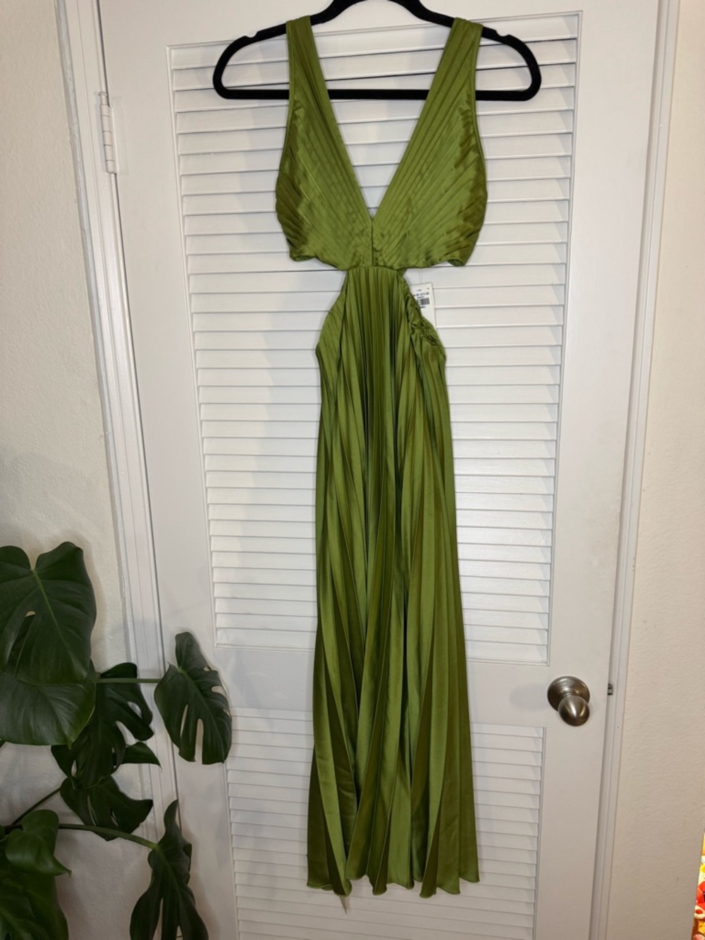 Abercrombie & Fitch Olive Green Backless Plunge Maxi Dress